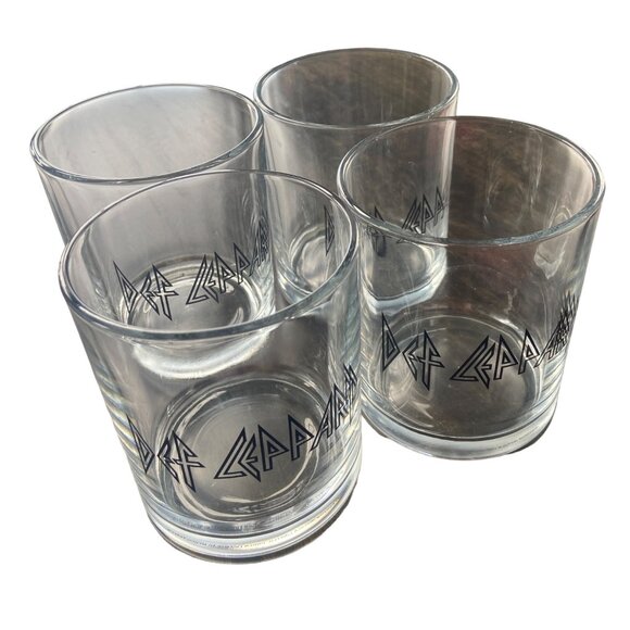 Def Leppard Set of 4 Low Ball Cocktail Glasses Size 3.5" x 4" New in Box - Picture 3 of 14